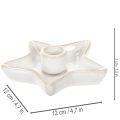 Portavelas de cerámica con forma de estrella, blanco, para velas cónicas, 12 cm, 2 unidades | Floristik24.es