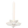 Portavelas de cerámica con forma de estrella, blanco, para velas cónicas, 12 cm, 2 unidades | Floristik24.es