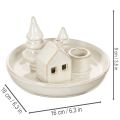 Portavelas decorativo de cerámica con casa y árboles, 16 cm | Floristik24.es