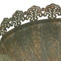 Floristik24 Jardinera rústica, cuenco con pie, decoración de metal, aspecto antiguo, Ø18,5cm H15cm