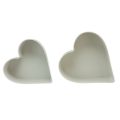 Floristik24 Cuenco decorativo de plástico con forma de corazón blanco gris 24/21cm juego de 2