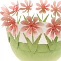 Floristik24 Cuenco para plantas, decoración de primavera, cuenco de metal con decoración floral, cesta de Pascua