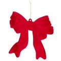 Lazo decorativo rojo para colgar, adorno navideño flocado, 22 cm | Floristik24.es