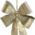 Floristik24 Lazos de metal, colgante de Navidad, decoración de Adviento dorado, aspecto antiguo Al18cm An12.5cm 2ud