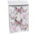 Deco mariposas con clip, mariposas de plumas rosa 4,5-8cm 10p