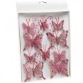 Mariposas decorativas con clip, mariposas de plumas rosas 4,5–8cm 10uds
