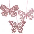 Floristik24 Decoración para colgar Schmetterling Pink Glitter10cm 6 piezas