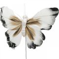 Floristik24 Deco mariposa, decoración de primavera, polilla en alambre marrón, amarillo, blanco 6×9cm 12uds