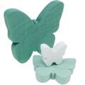 Floristik24 Mariposas para espolvorear verde, menta, madera blanca espolvorear decoración 29 piezas