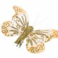 Floristik24 Mariposa de plumas en clip oro brillo 10 piezas