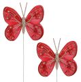 Floristik24 Mariposas 7cm rojo, mica 4 piezas