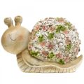 Floristik24 Caracol con decoración de flores, animal de jardín, caracol decorativo, decoración de verano marrón/rosa/verde H13.5cm L19cm