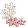 Floristik24 Copo de nieve 4cm rosa/blanco con purpurina 72uds