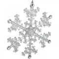 Floristik24 Copo de nieve decorativo, decoración de invierno, cristal de hielo para colgar, Navidad H10cm W9.5cm plástico 12pcs