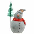 Floristik24 Figura navideña muñeco de nieve con abeto gris hormigón, color 9cm - 11cm 4pcs