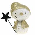 Floristik24 Figura decorativa muñeco de nieve blanco/dorado 7,5cm 4uds