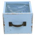 Floristik24 Macetero cajón de madera azul claro shabby 12,5×12,5×10cm