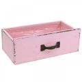 Floristik24 Cajón de madera macetero rosa shabby chic deco 25×13×8cm