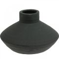 Floristik24 Jarrón de cerámica negro jarrón decorativo plano bulboso H12.5cm