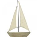 Floristik24 Velero decorativo de madera, decoración marítima, barco decorativo shabby chic, colores naturales, blanco H29cm L18cm