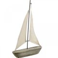 Floristik24 Velero, barco de madera, decoración marítima shabby chic colores naturales, blanco H37cm L24cm