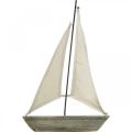Floristik24 Velero, barco de madera, decoración marítima shabby chic colores naturales, blanco H37cm L24cm