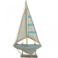 Floristik24 Velero deco madera blanco-azul, decoración marítima de lino Al. 34,5 cm