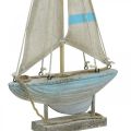 Floristik24 Velero deco madera blanco-azul, decoración marítima de lino Al. 34,5 cm