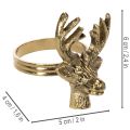 Anillo para servilletas de metal con cabeza de ciervo en acabado dorado, 6 cm, 4 unidades. | Floristik24.es