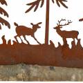 Floristik24 Silueta de bosque con pátina de animales sobre peana de madera 30cm x 19cm