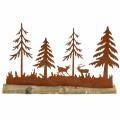 Floristik24 Silueta de bosque con pátina de animales sobre peana de madera 30cm x 19cm