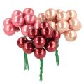 Floristik24 Adornos navideños en alambre, juego de mini bayas brillantes con efecto espejo, 20 mm, 140 piezas
