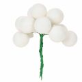 Mini bolas de cristal con forma de baya espejadas, montadas en alambre, blancas, 25 mm, 140 unidades | Floristik24.es