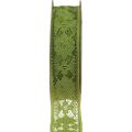 Floristik24 Cinta de encaje verde 25mm estampado floral cinta decorativa encaje 15m