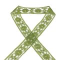 Floristik24 Cinta de encaje verde 25mm estampado floral cinta decorativa encaje 15m