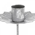 Floristik24 Candelero puntiagudo para pegar, decoración de Adviento, candelabro plata, aspecto antiguo Ø7cm
