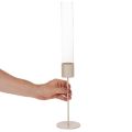 Portavelas con cilindro de cristal sobre base metálica de 50 cm. | Floristik24.es