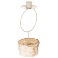 Floristik24 Portavelas con base de madera de abedul y anillo de metal, 20 cm