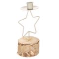 Floristik24 Portavelas en forma de estrella con base de madera para una vela de 20 cm.