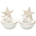 Floristik24 Portavelas de cerámica con forma de estrella, decoración navideña, 11 cm, 2 unidades