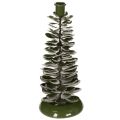 Floristik24 Candelabro con forma de árbol de Navidad, decoración de metal verde de 28 cm.