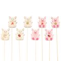 Floristik24 Adorno floral decorativo con forma de cerdito, madera, 31 cm, 16 piezas