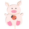Adorno floral decorativo con forma de cerdito, madera, 31 cm, 16 piezas | Floristik24.es