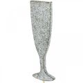 Floristik24 Decoración Nochevieja copa de champán tapón flor plata 9cm 18pcs
