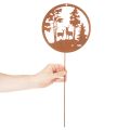 Estaca de jardín, color óxido, redonda, silueta de ciervo, decoración de bosque, 53 cm, 2 piezas | Floristik24.es