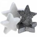 Floristik24 Adorno esparcido Estrellas de navidad gris/negro Ø4/5cm 40p