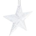 Floristik24 Decoración navideña Estrella para colgar Transparente con purpurina 9.5cm 12pcs