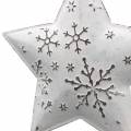 Floristik24 Colgante decorativo estrella y bola de árbol de Navidad con copos de nieve metal blanco Ø9.5 / 7.6cm H10 / 9.2cm 4pcs
