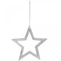 Floristik24 Estrella decorativa para colgar puerta aluminio plata decoración Ø28cm