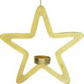 Floristik24 Portavelas decorativo estrella de metal para colgar dorado 24cm